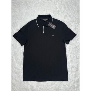 Michael Kors‎ Mens Polo Shirt Black White Trim Short Sleeve Classic Fit size S